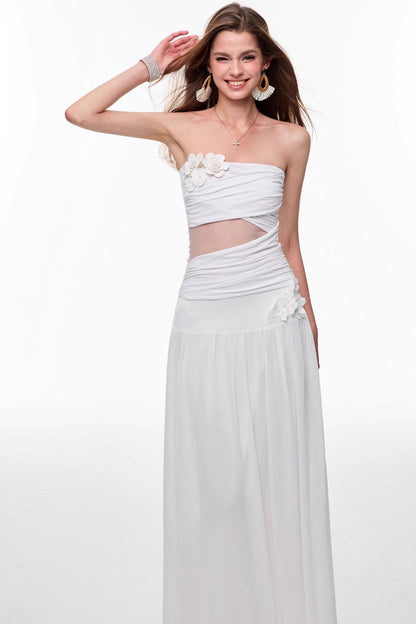 Spring White Knitted Top Skirt Set-Up