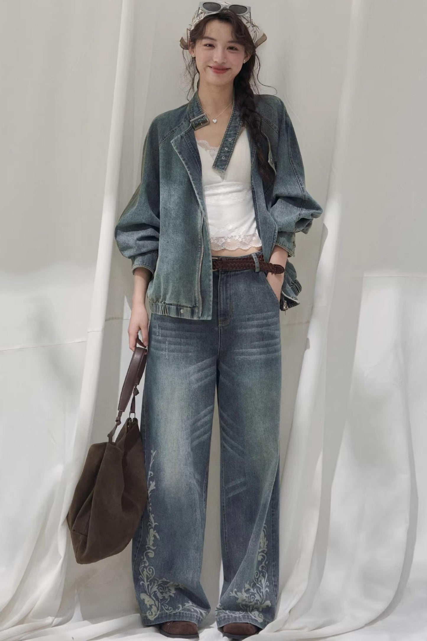 Laser Embossed Vintage Jeans