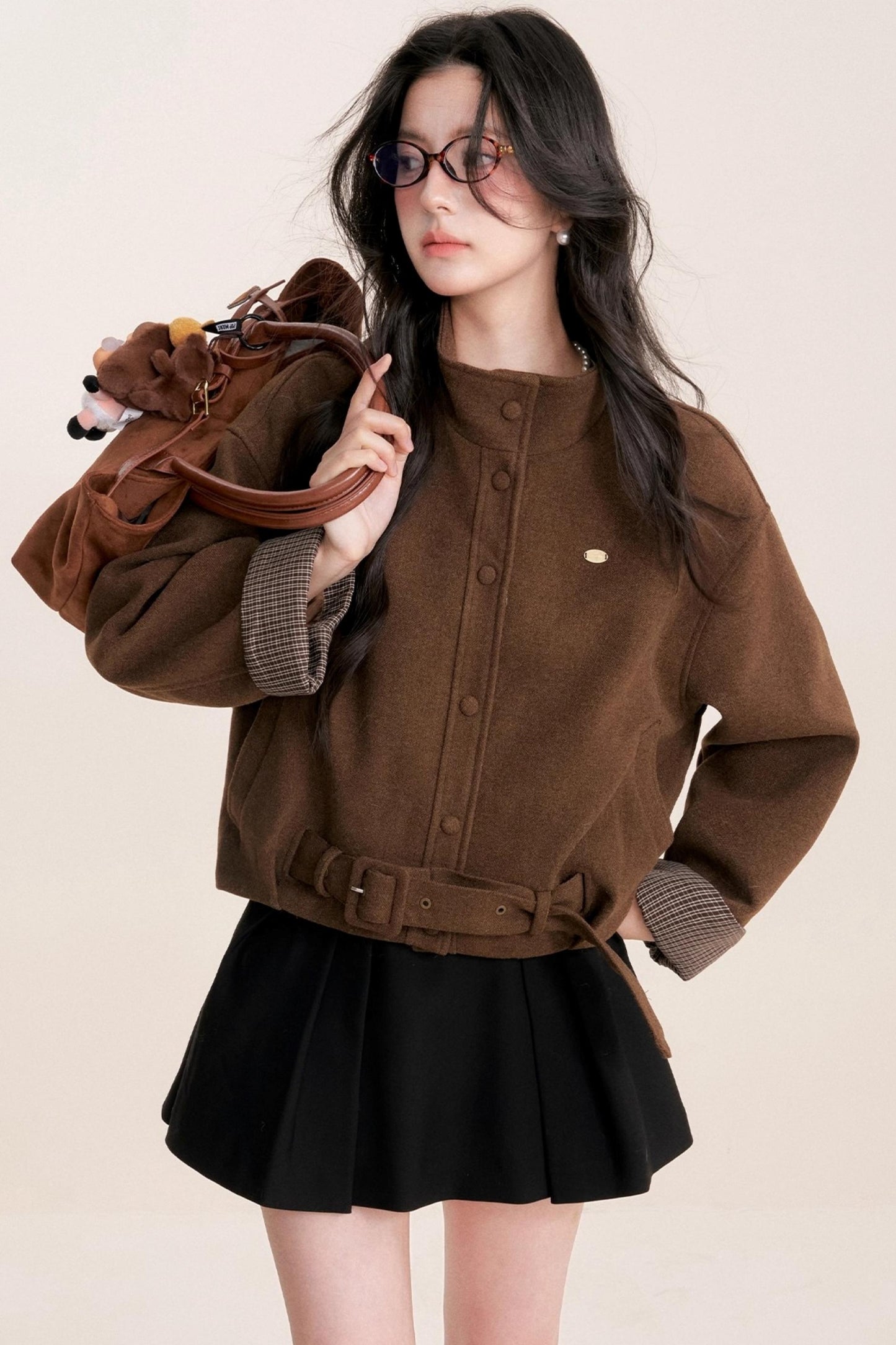 Caramel Check Woolen Jacket