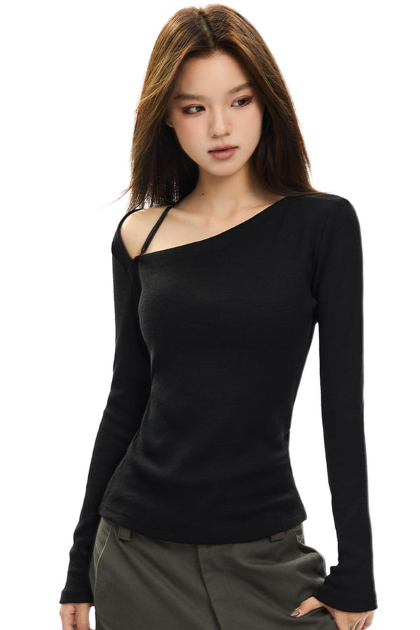 Schräger Schulter Slim Fit Baselayer Top 