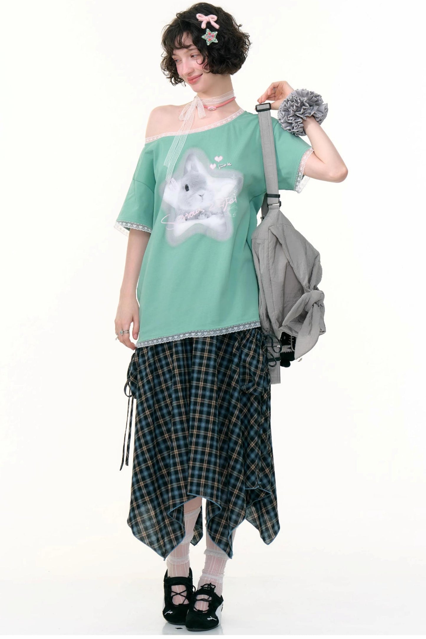 Blue Plaid High Waist Slimming Skirt