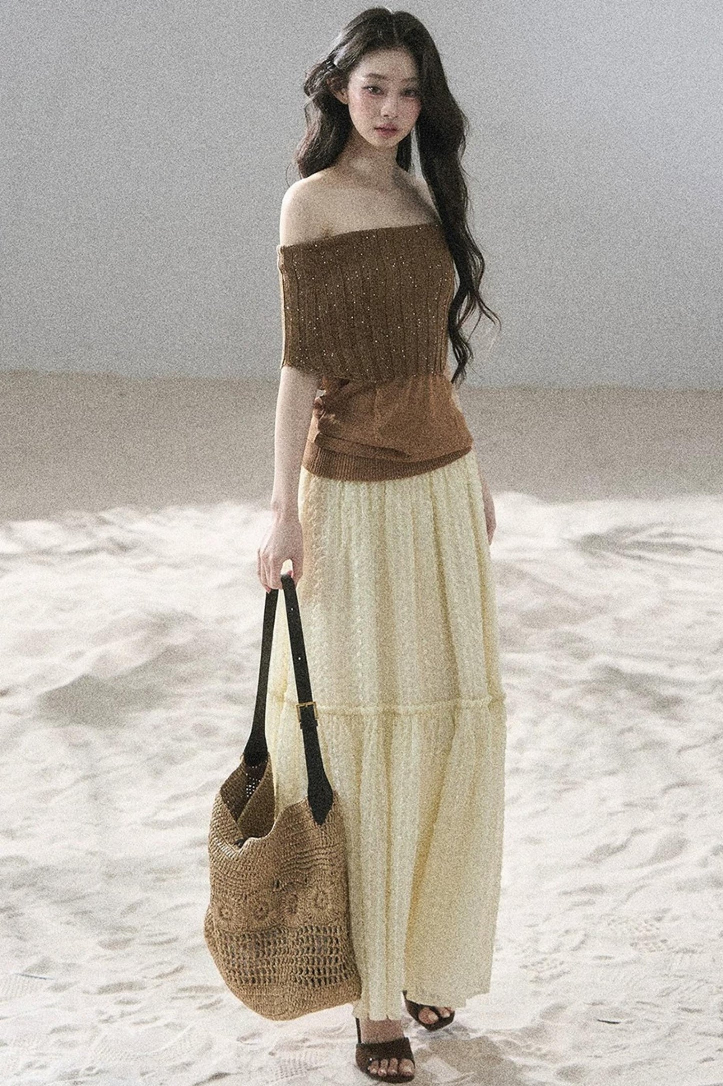 Youthful Off-Shoulder Knit Top