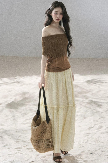 Youthful Off-Shoulder Knit Top