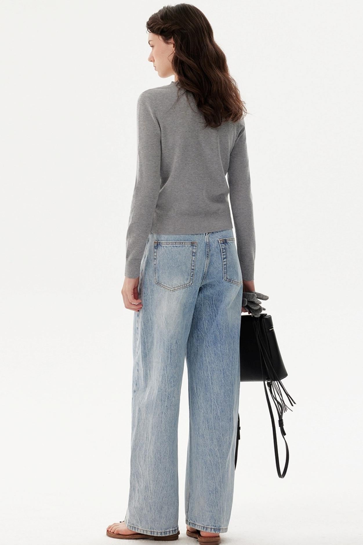 Fashionable Crew Neck Cardigan Sweater