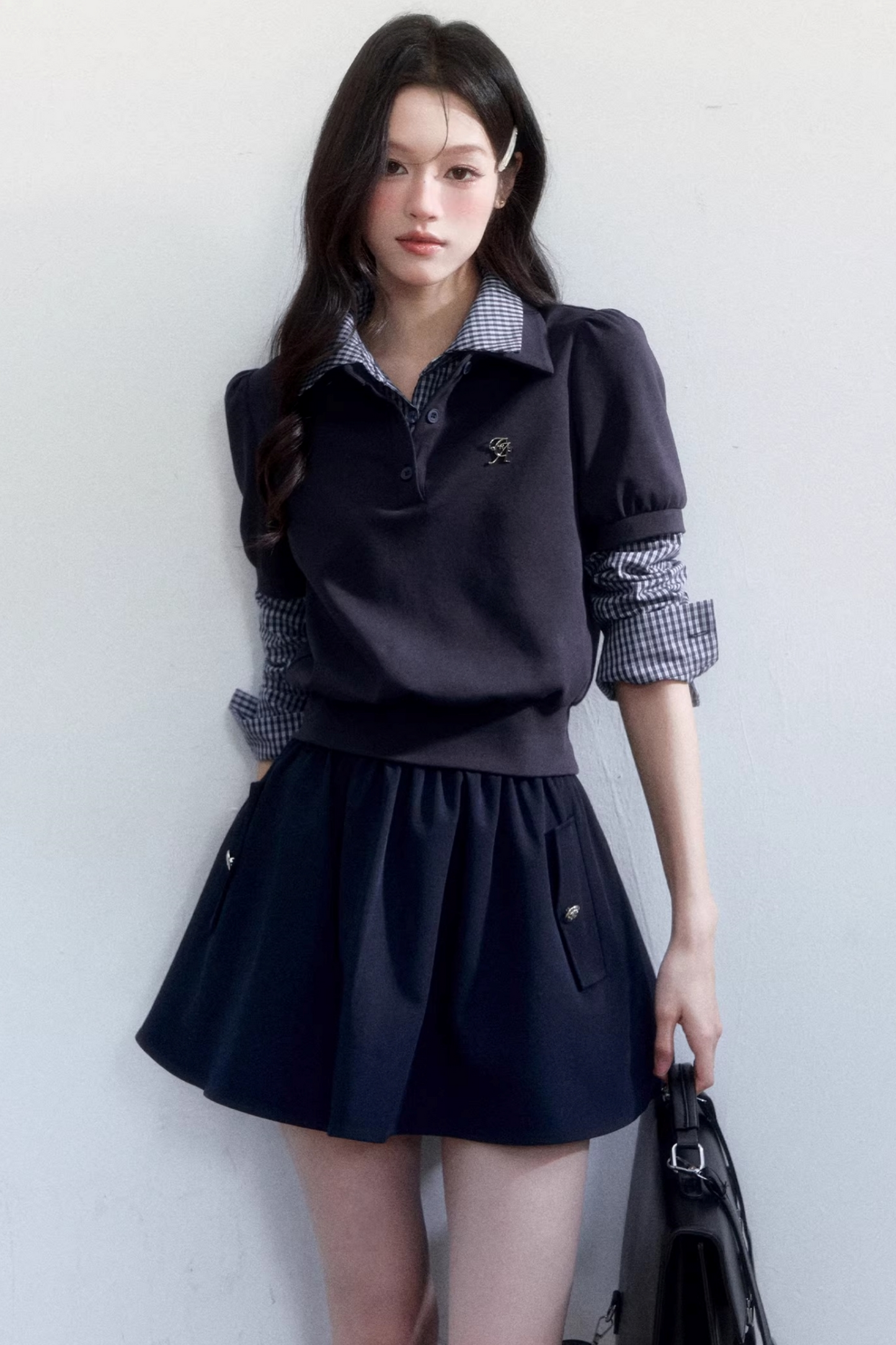 Vintage Plaid Polo Blouse