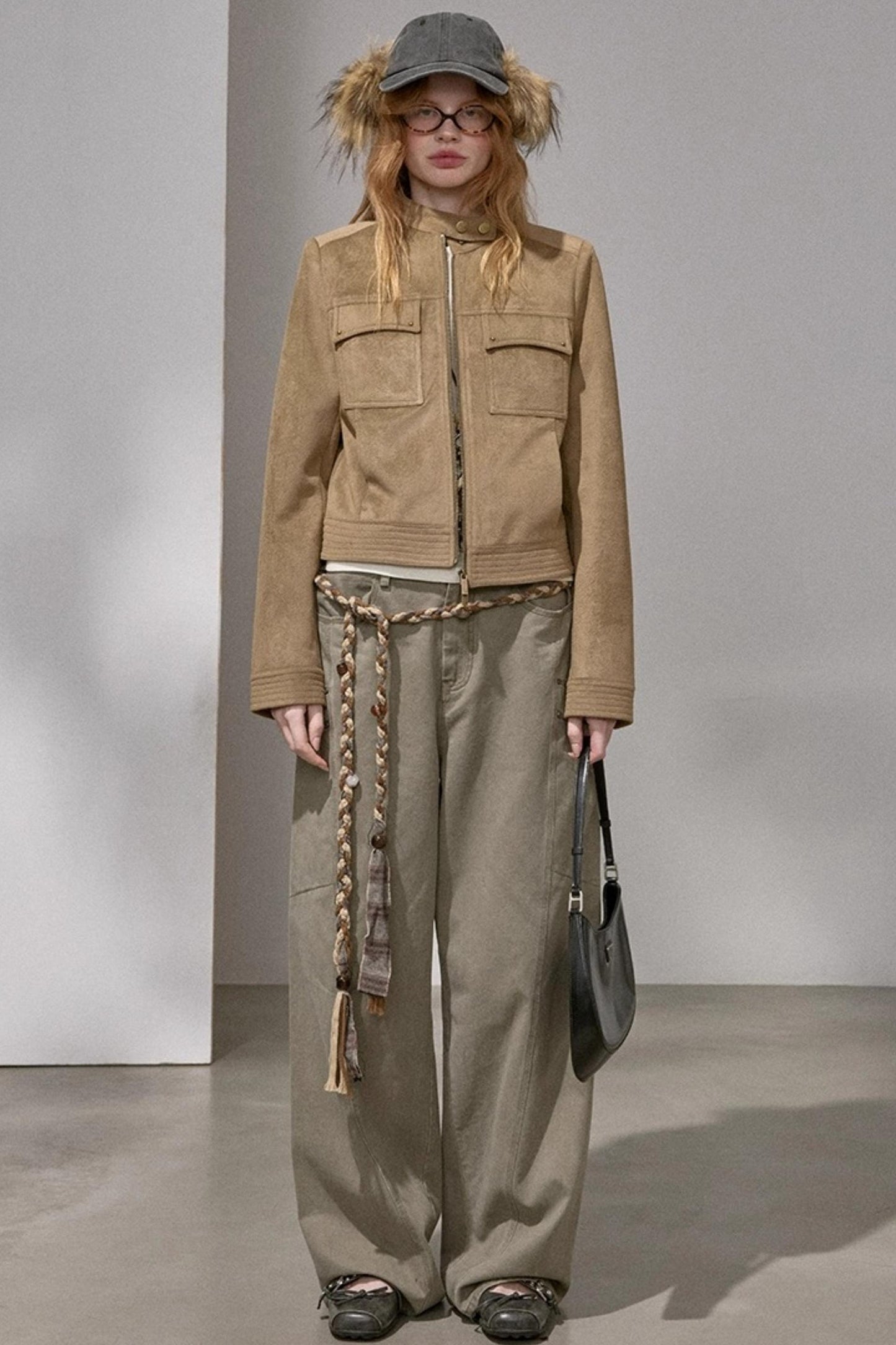 Suede Tailored Short Jacket