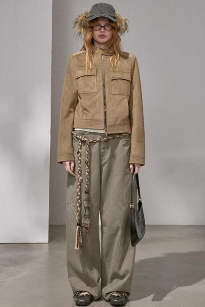 Suede Tailored Short Jacket