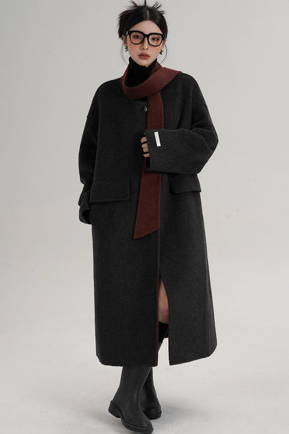 Reversible Contrast Wool Coat