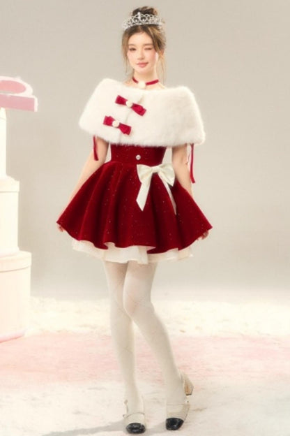 Red Velvet Pom-Pom Necklace