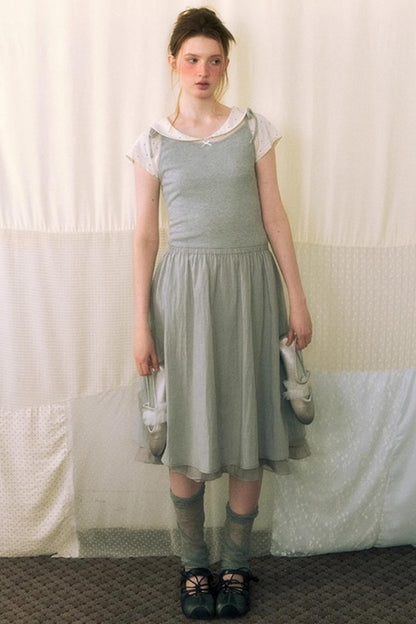 Summer Polka Dot Doll Neck Tee