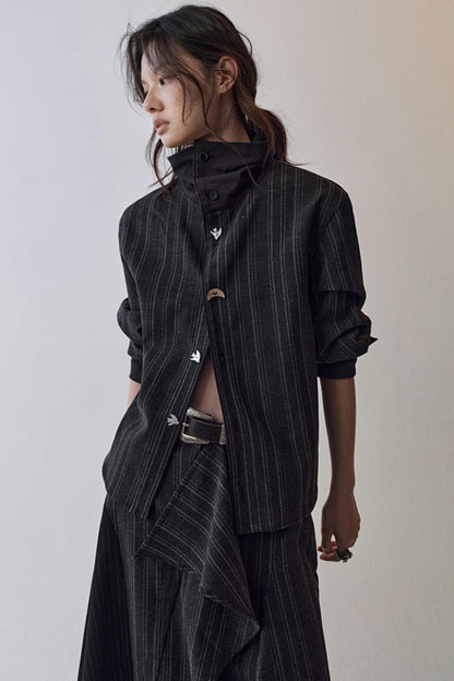 Striped Color-Blocking Shirt Set-Up