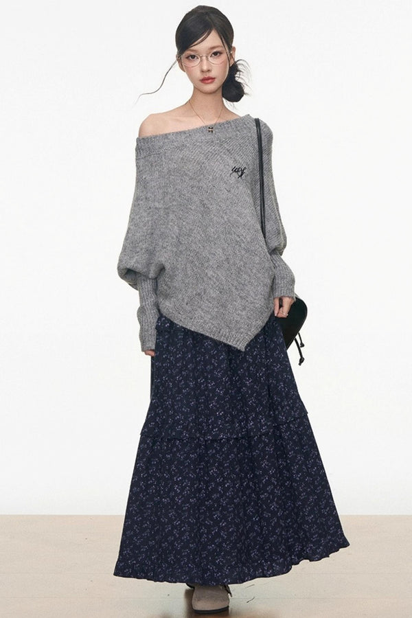 Westayone Floral Sweater Skirt Set