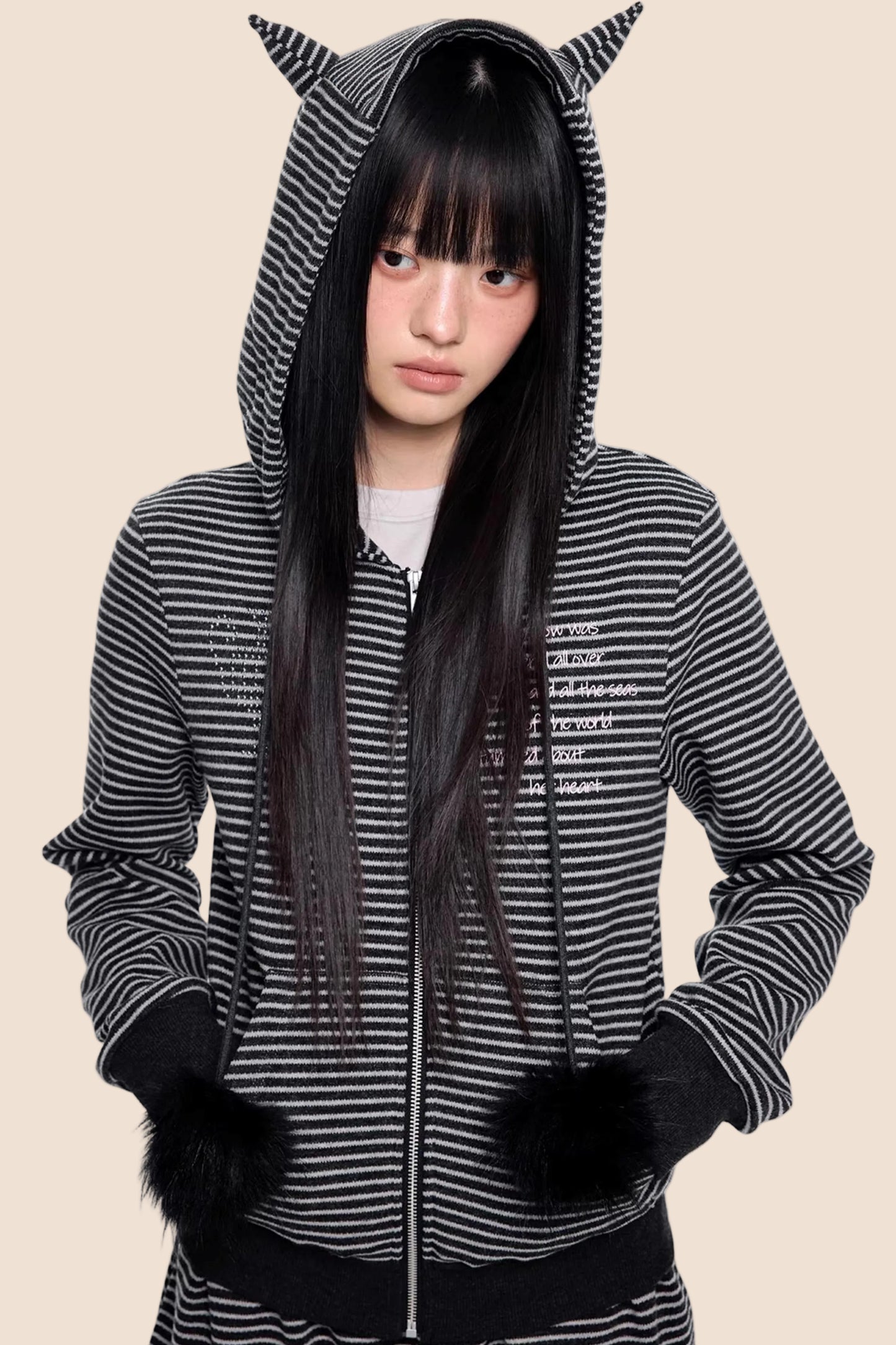 Devil Striped Hooded Jacket Set-Up