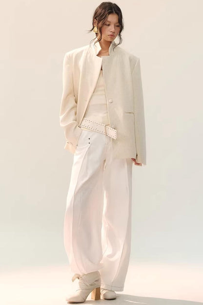 Double Pleated Wide-Leg Pants