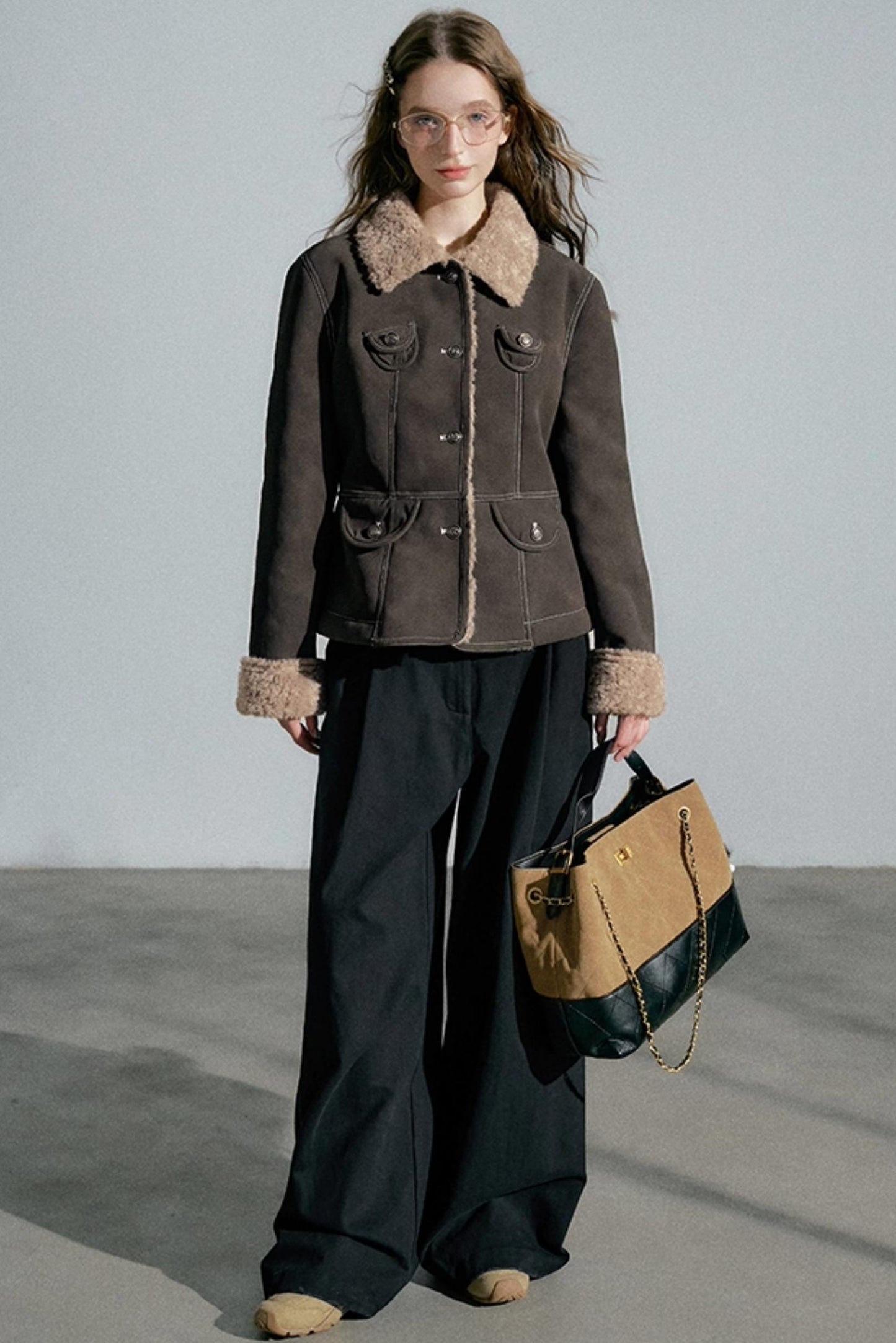 Empire High-Waisted Wide-Leg Trousers