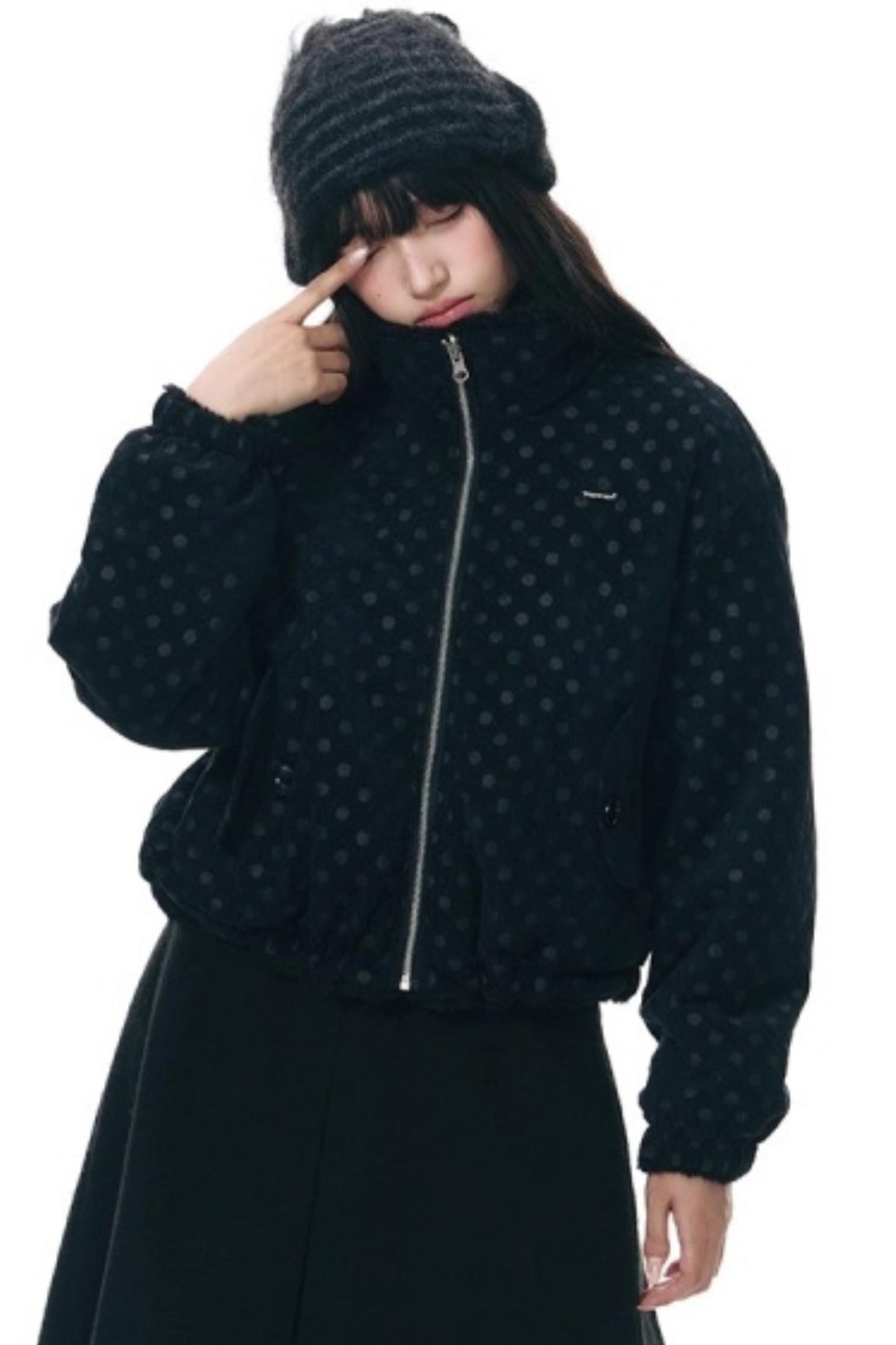 Polka Dot Woolen Reversible Jacket
