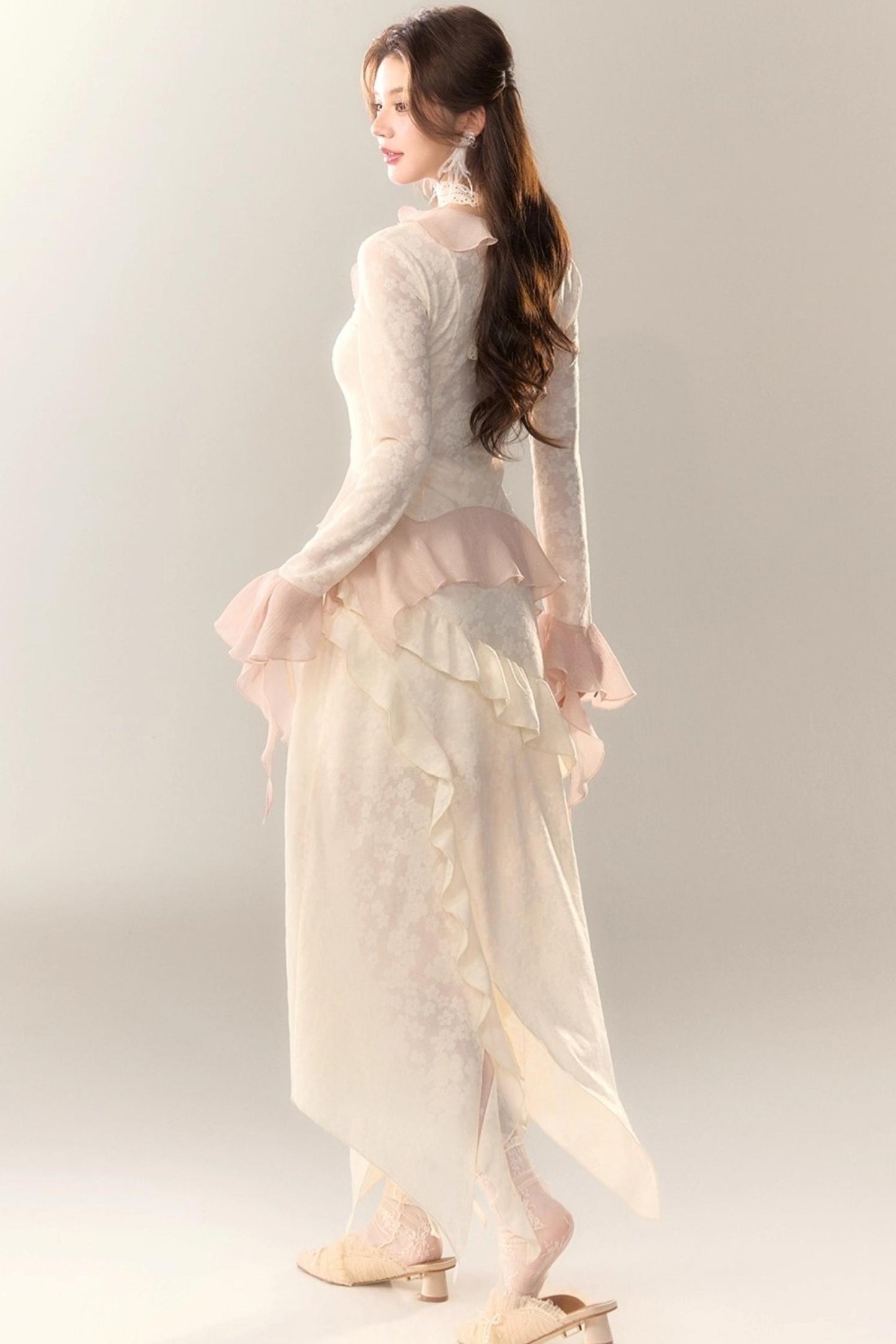 Blue Cherry Blossom Top Skirt Set-Up