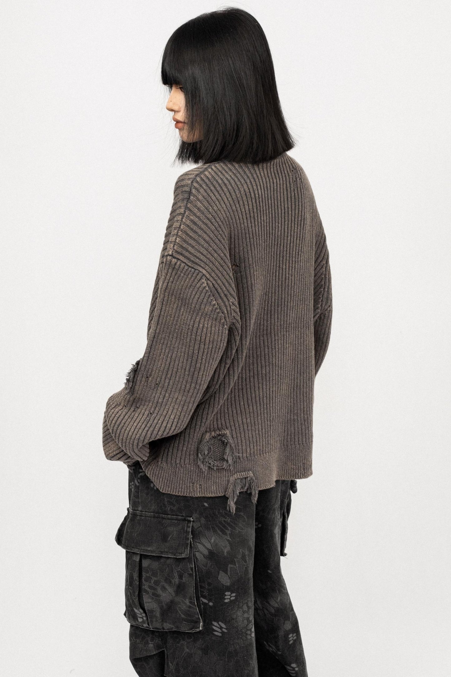 Vintage Distressed Black Sweater