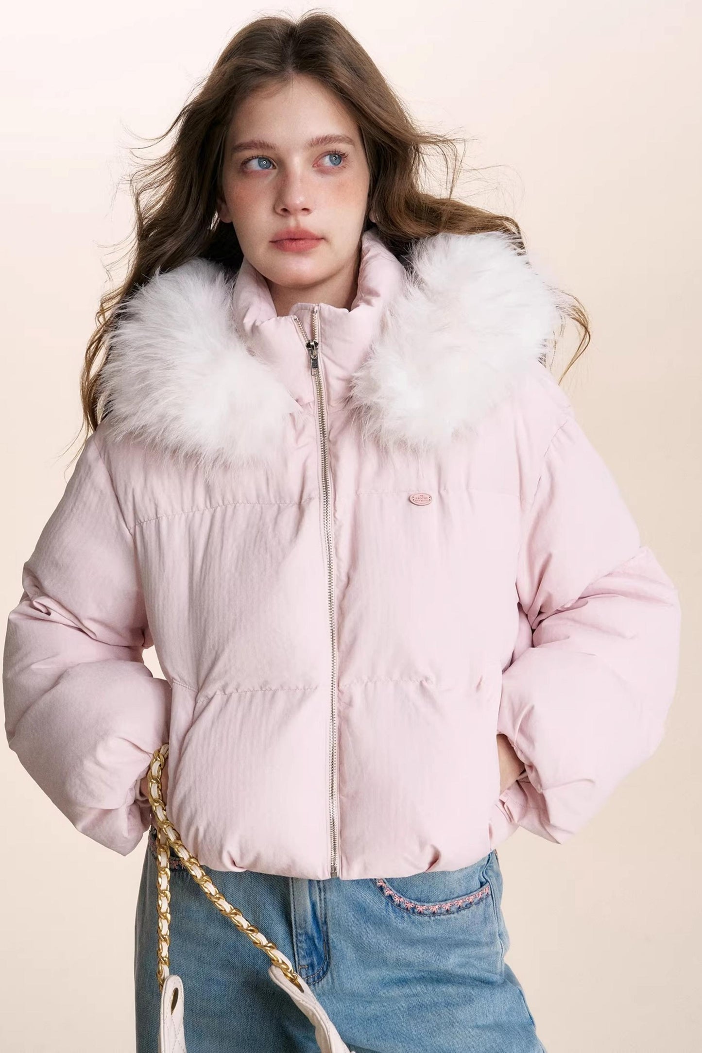 Detachable Fur Collar Hooded Jacket