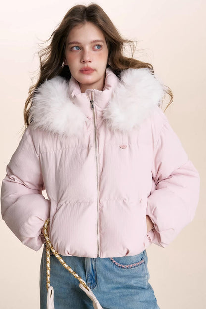 Detachable Fur Collar Hooded Jacket