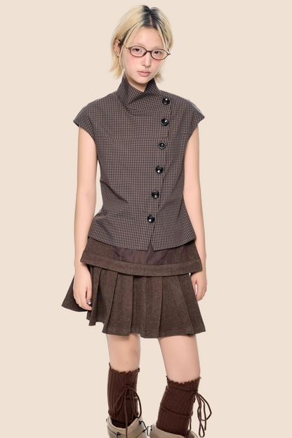 Retro kariertes Sommerbluse