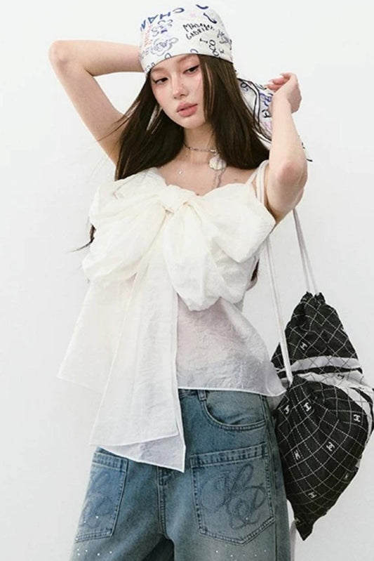 Pleated Bow Camisole Top