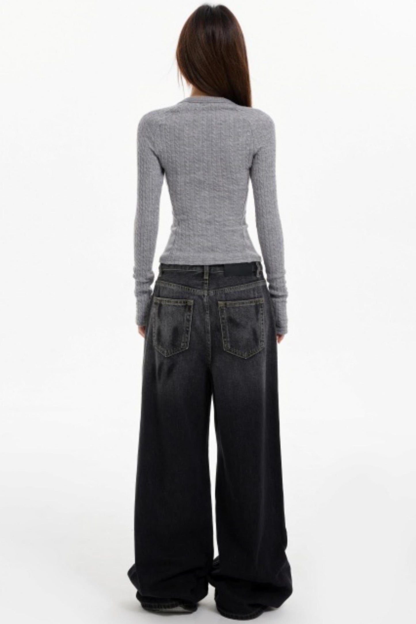 Ink Splash Denim Wide-Leg Pants