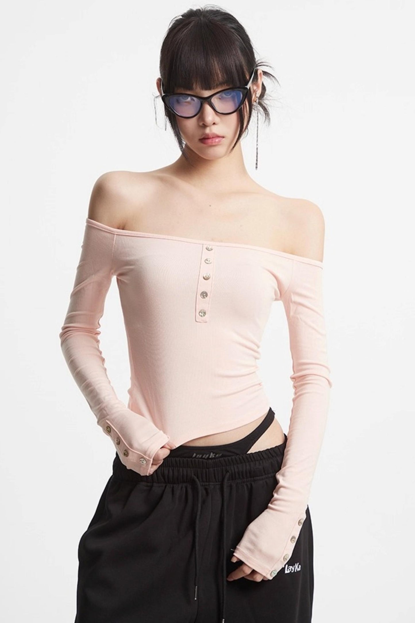 One-Shoulder Long Sleeve T-Shirt