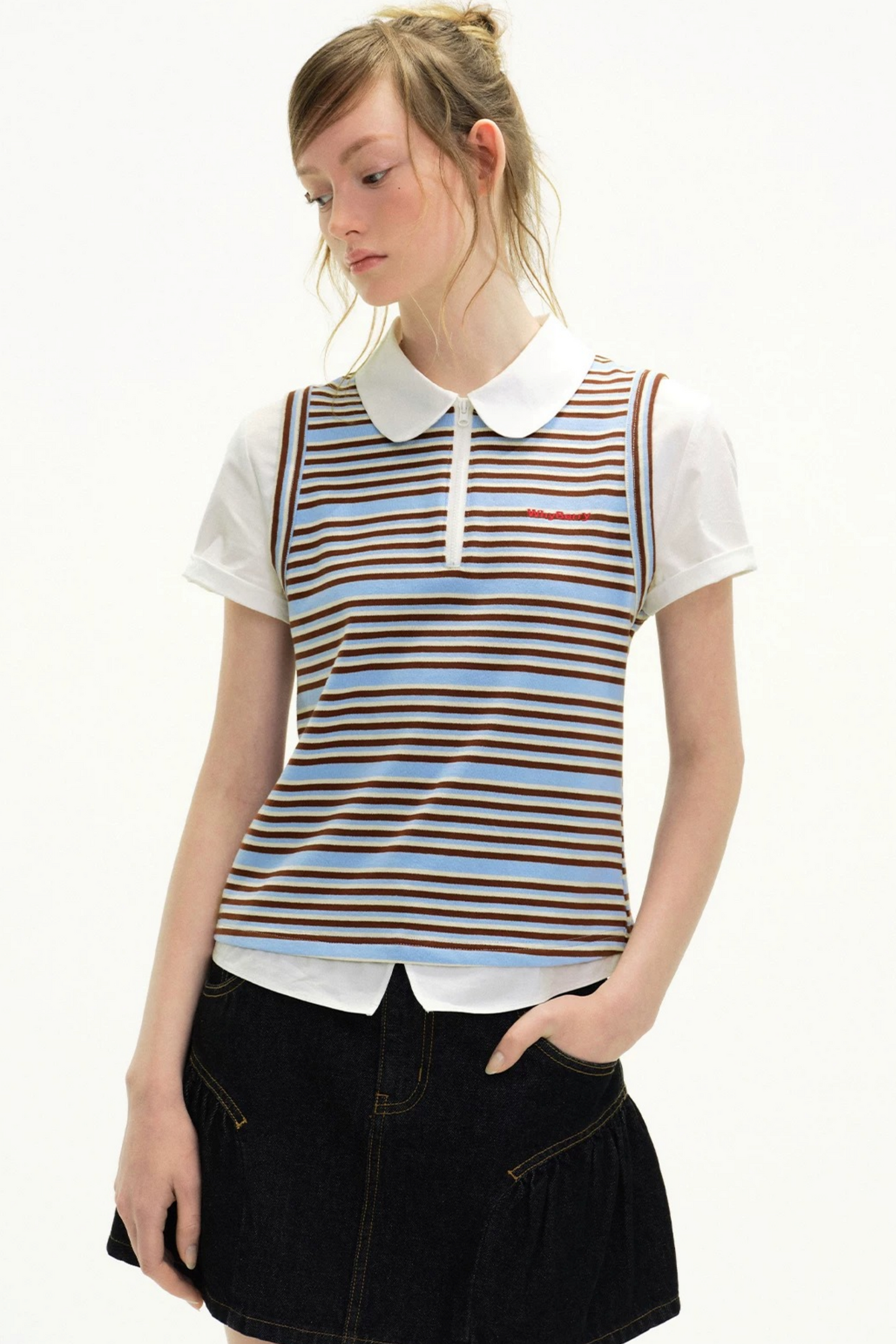 Striped Academic Polo Blouse