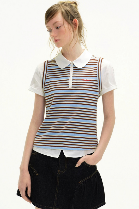 Striped Academic Polo Blouse