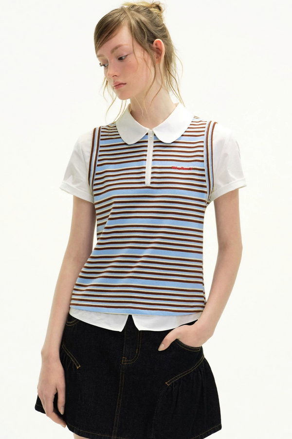 Striped Academic Polo Blouse