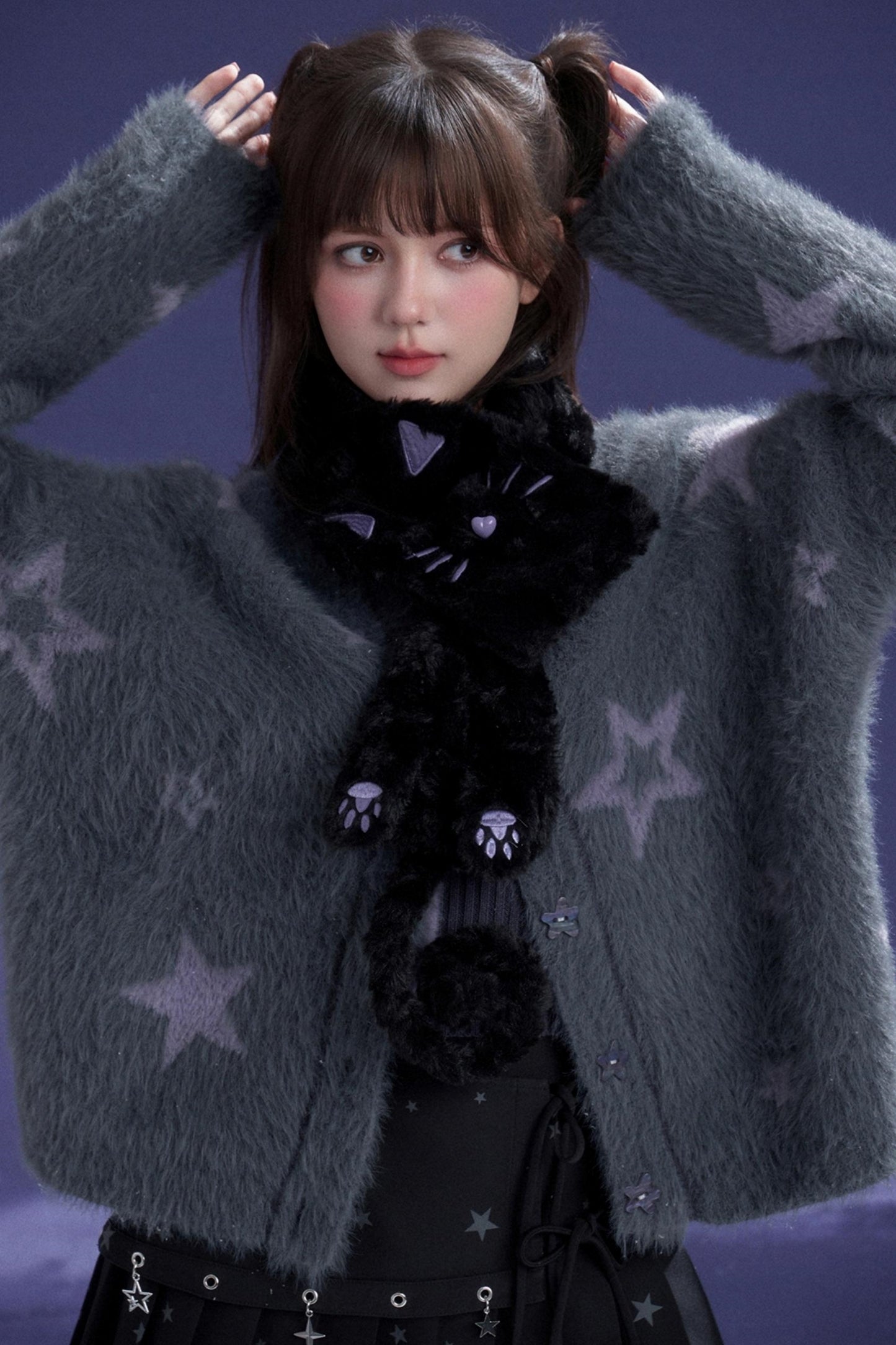 Gray Faux Mink Fur Jacket Vest Set-Up