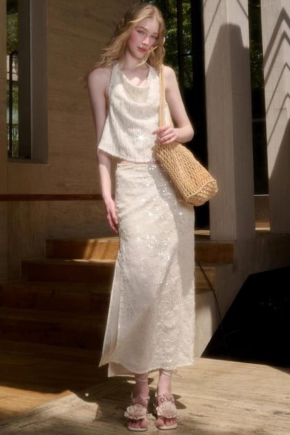 Celestial Slouchy Suit With Knit Skirt Set-Up