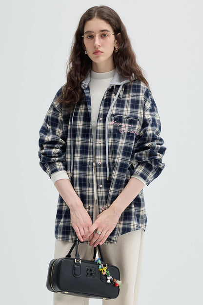 Loose Casual Plaid Shirt Outer