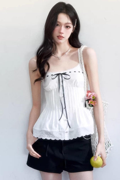 Black and White Ice Silk Two-Piece Set-Up