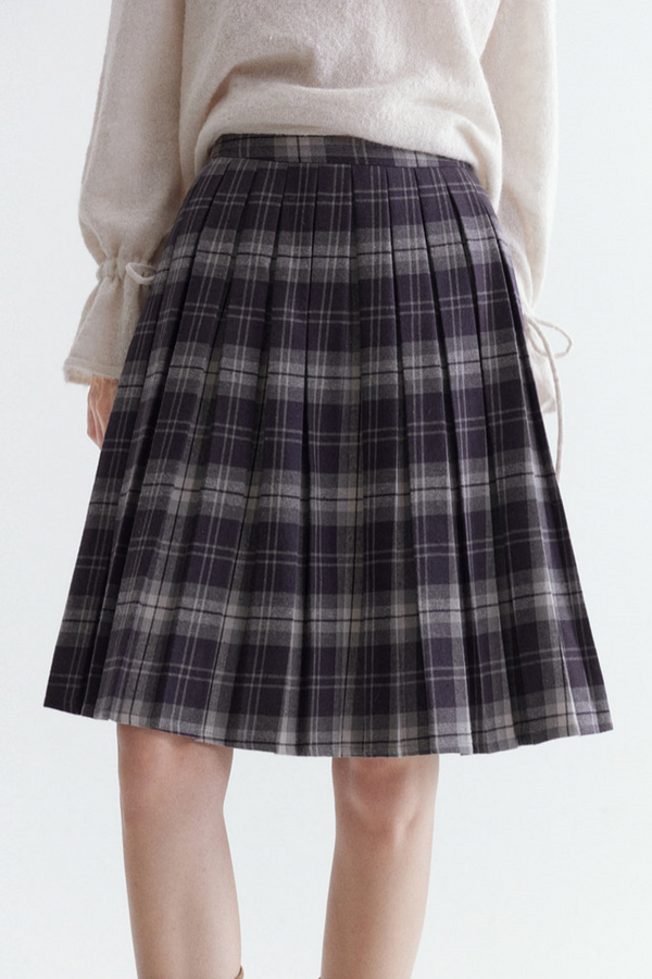 Cotton Plaid A-Line Skirt