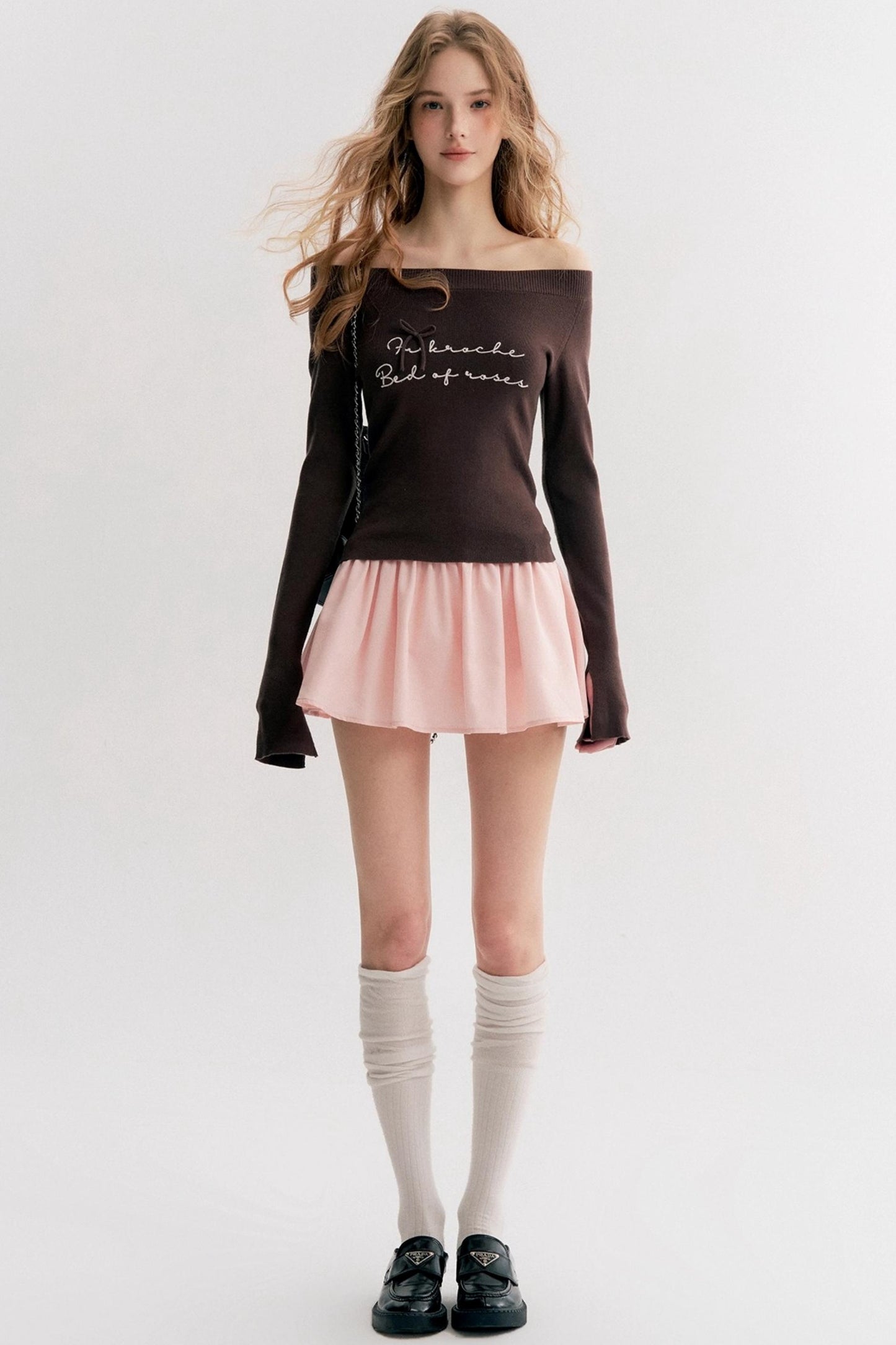 Rose Cream Cotton Puffy A-Line Skirt