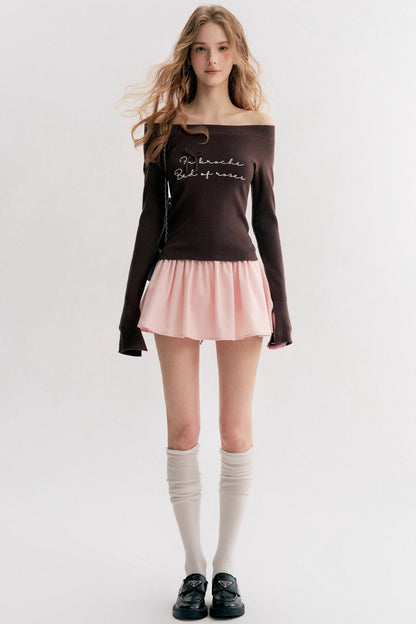 Rose Cream Cotton Puffy A-Line Skirt