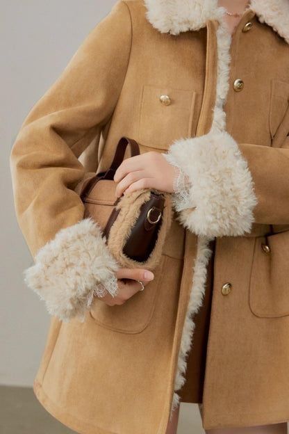 Fur Integrated Suede Winter Jacket