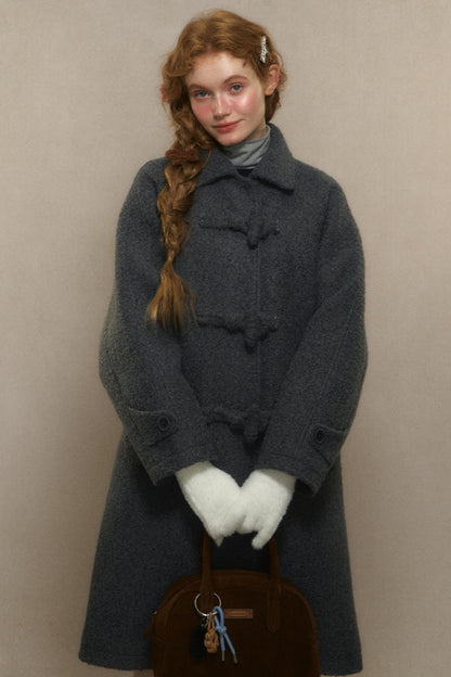 Winter Wool Coat With Horn Buttons