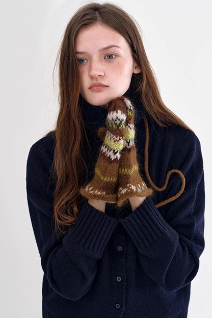 Mohair Fair Isle Knit Gloves