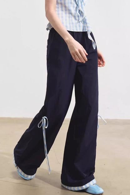 Floral Patchwork Plaid Trousers