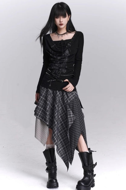 Irregular Plaid Autumn Skirt