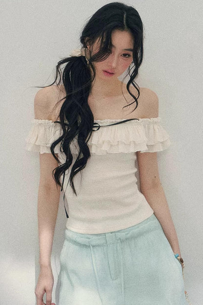 Schulterfreie Rüschenbluse