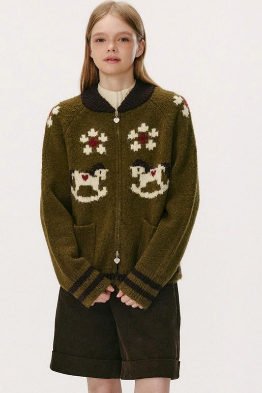 Heart Pony Knitted Cardigan