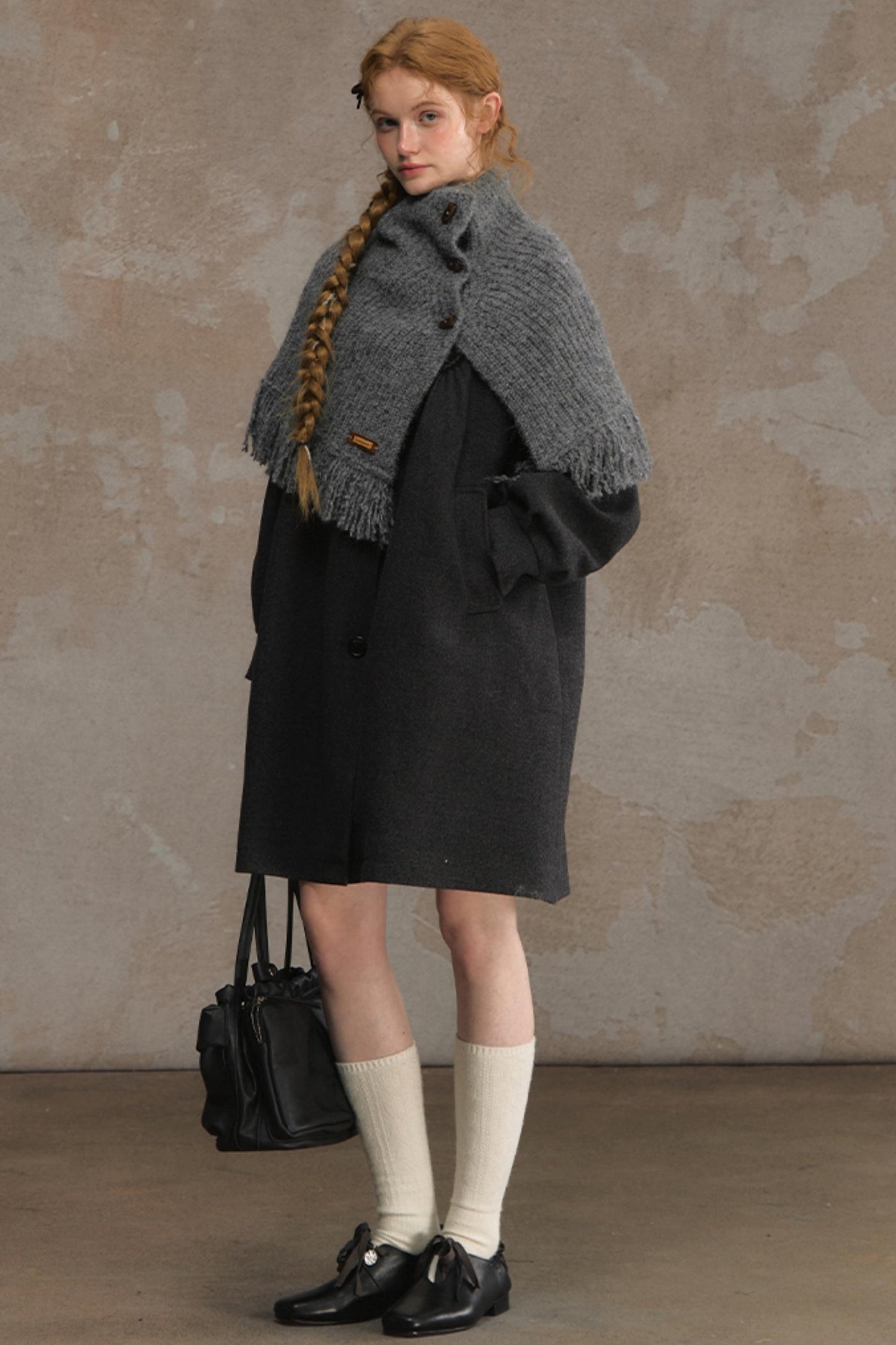 Wool Knitted Cape Cardigan