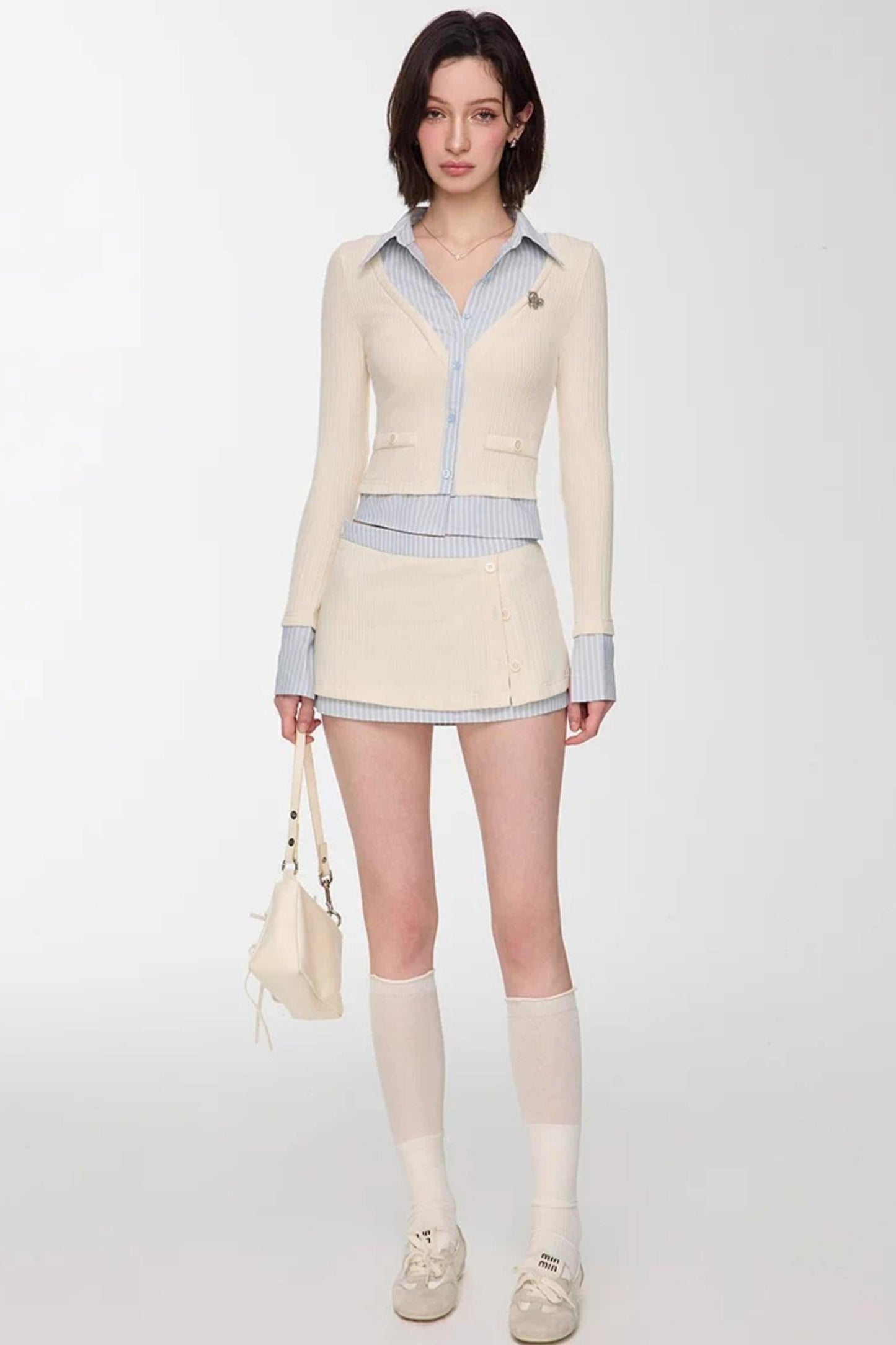 Patchwork Two-Piece Blouse Suit Set-Up