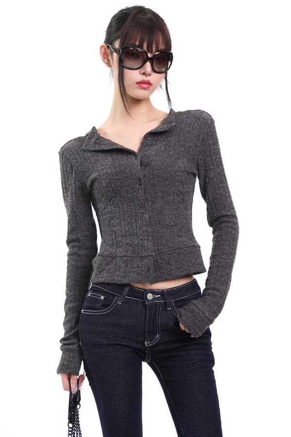 Dark Gray Knit Cardigan