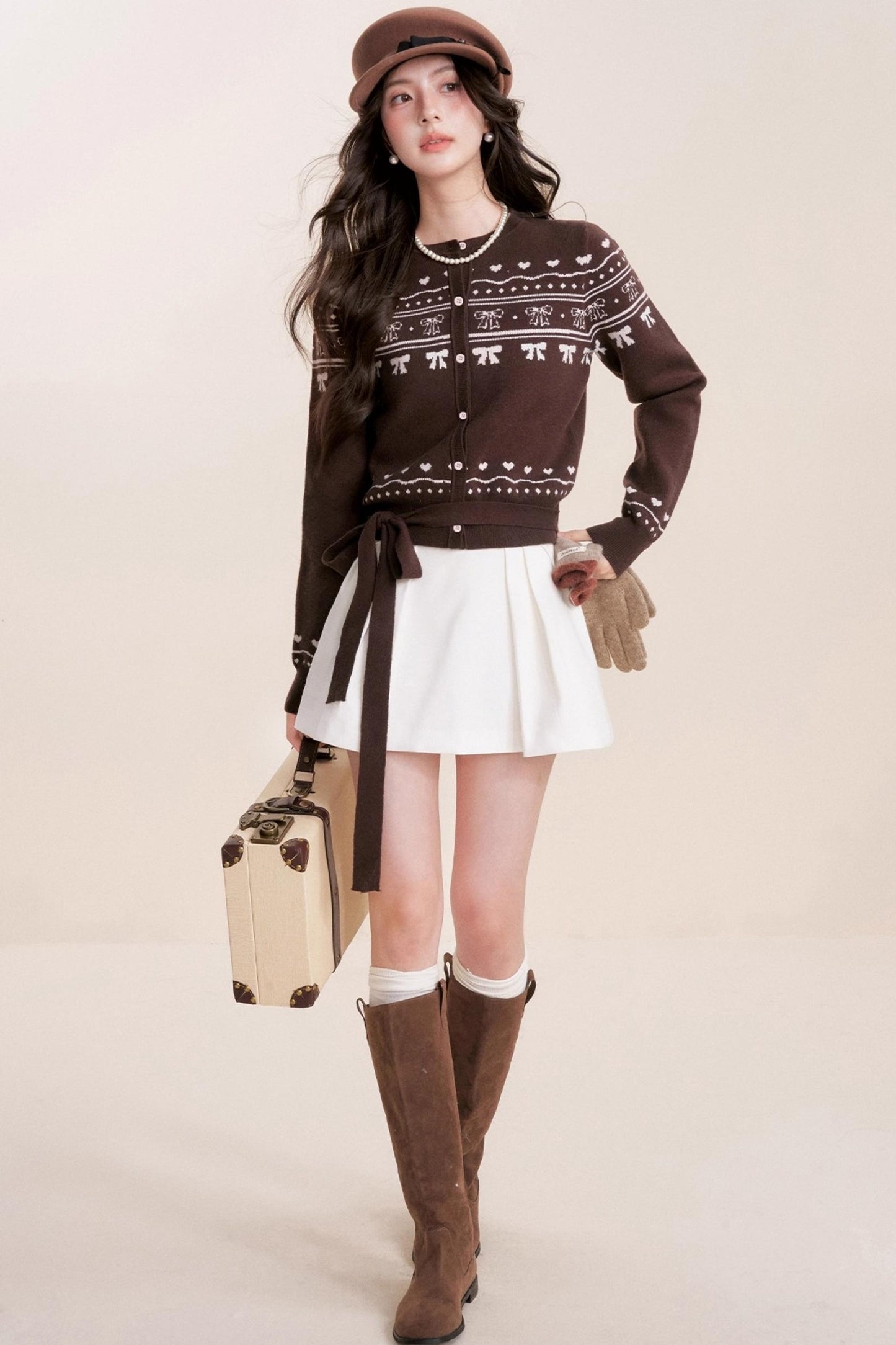 Pure Hand-Painted Jacquard Crew Neck Sweater