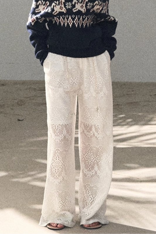 Hollow Crochet Lace Pants